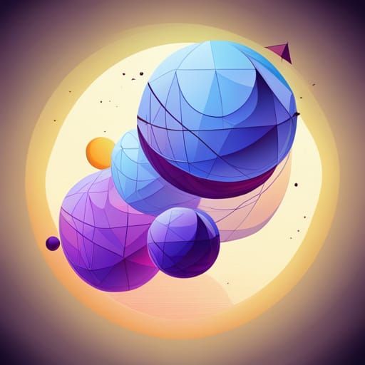 Geometric App Logo with Five Moons in Cubist Style