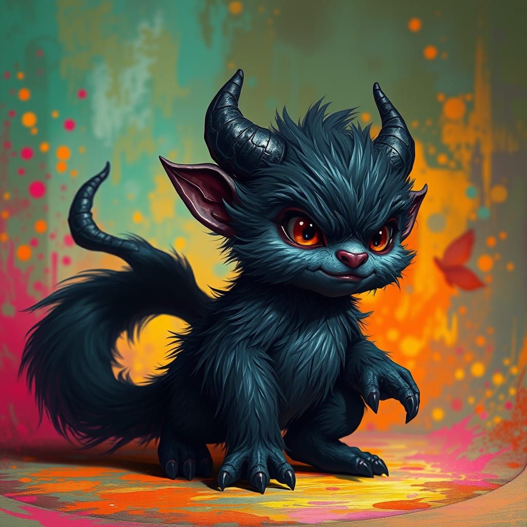 Cute Demon Strikes a Dramatic Pose