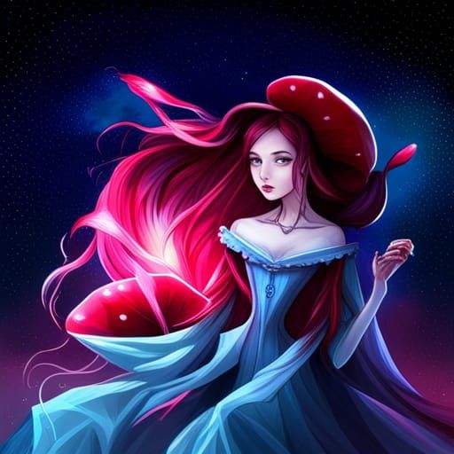 Gothic Fairy Princess Portrait Under Starry Night