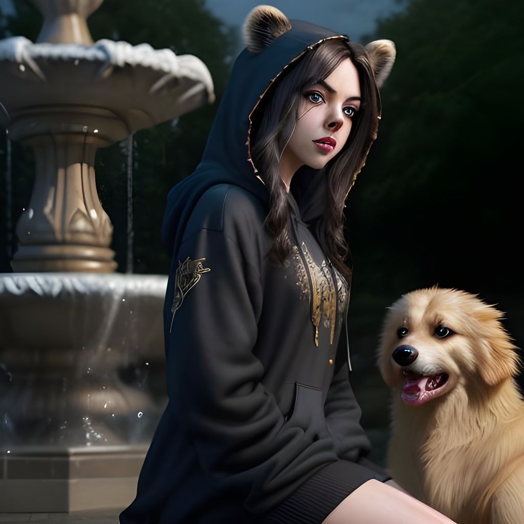 Vampire with Thorned Golden Retriever Portrait