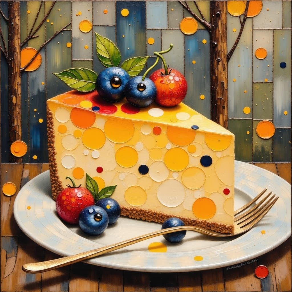 Delicious Cheesecake in Norman Rockwell Style