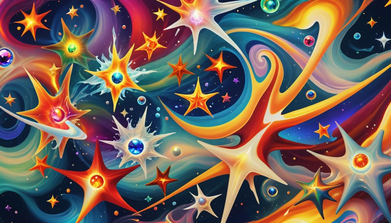 Exploding Star-Shaped Fire Elemental in Digital Art