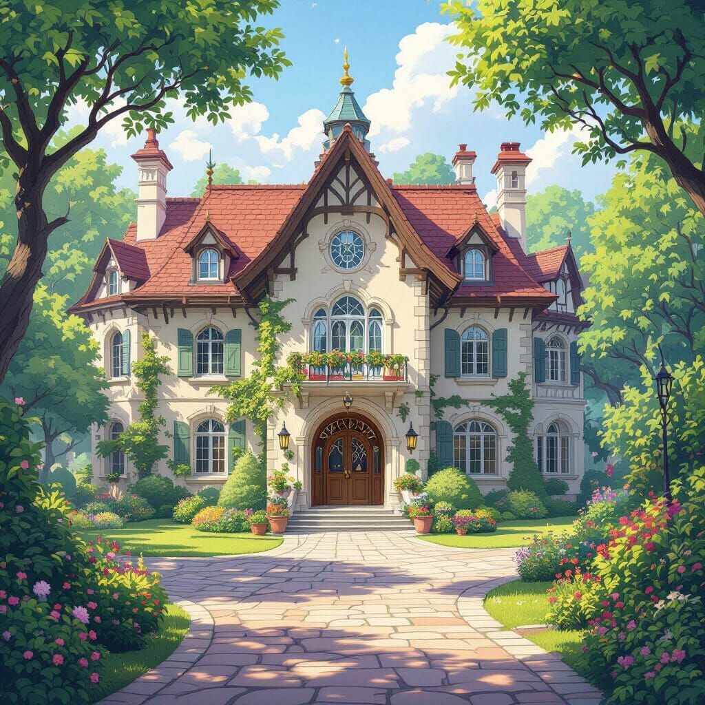 Fairytale School Amidst Lush Greenery and Enchanting Archite...