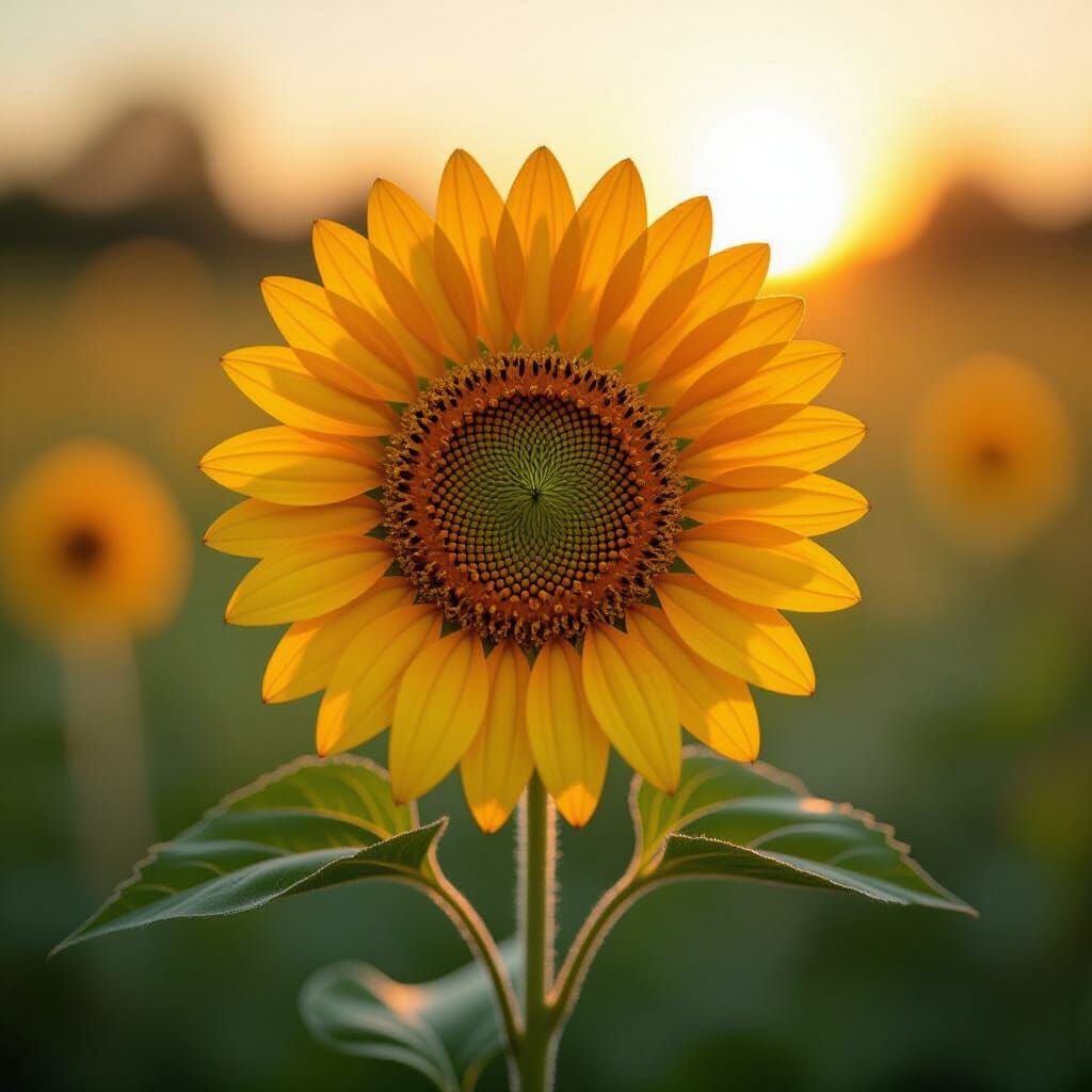 Vibrant Sunflower in Sun-Drenched Meadow