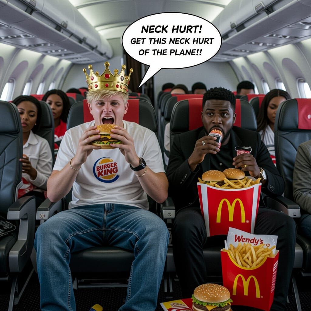 Jake Paul's Chaotic Airplane Meal with Fast Food and Fans