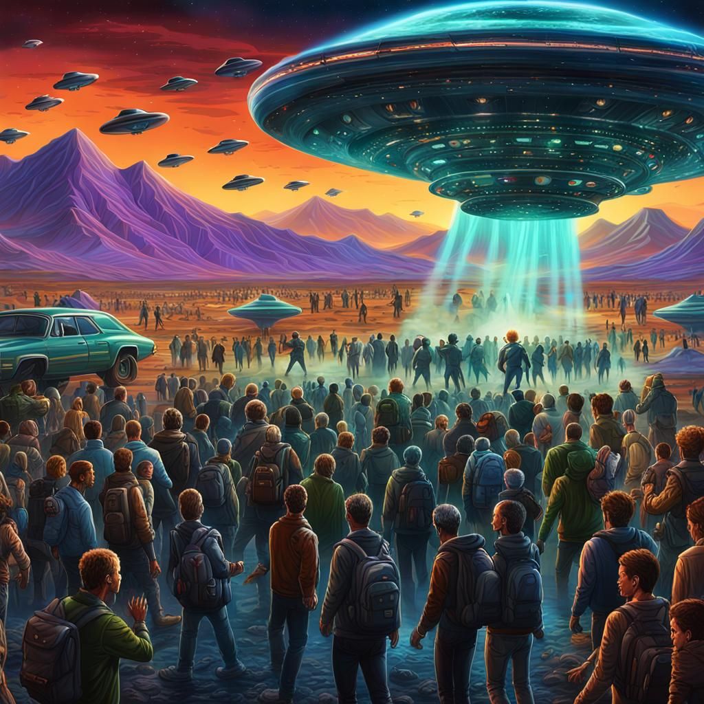 Area 51 Invasion by UFOs: Hyperrealistic Concept Art