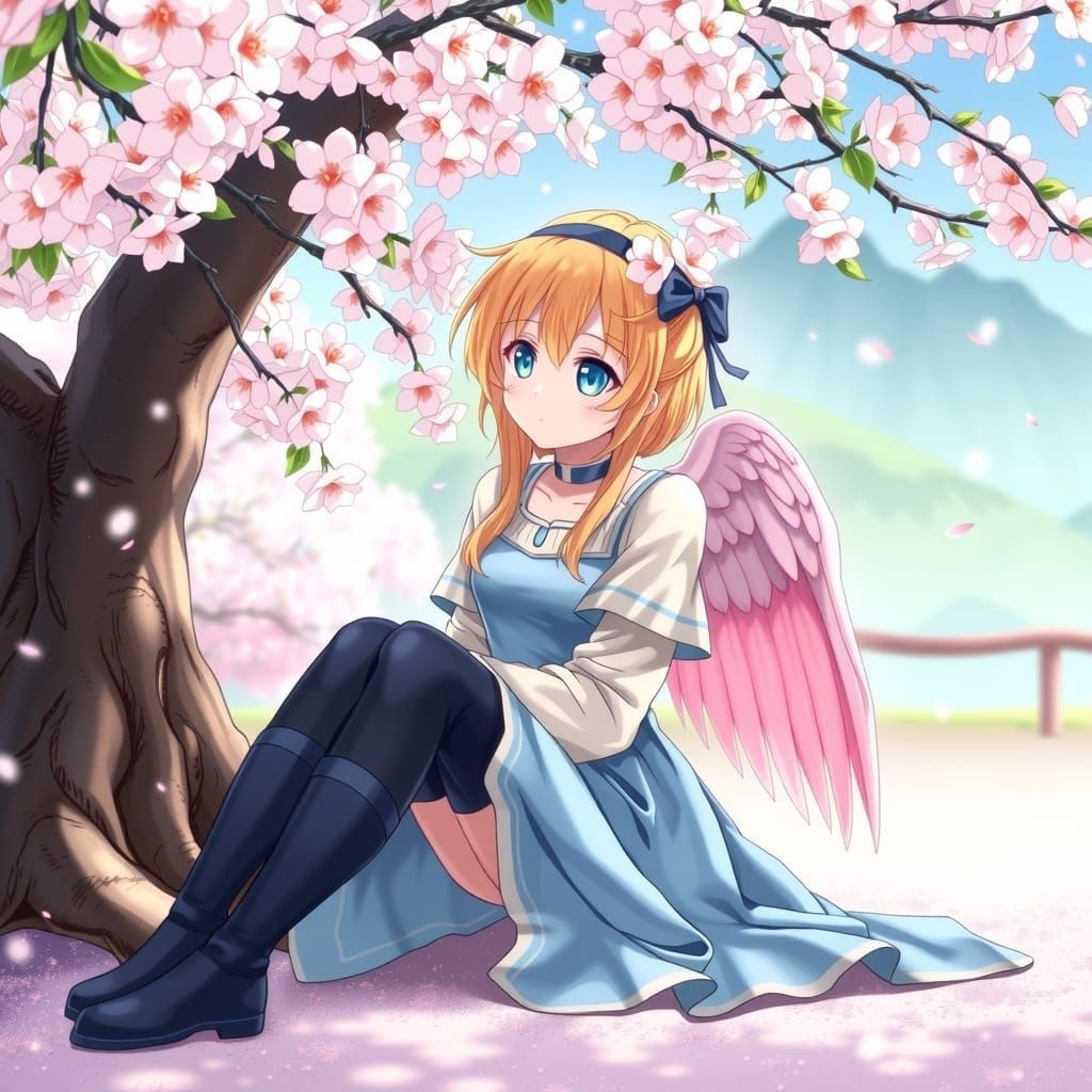 Ethereal Anime Goddess in Pastel Paradise