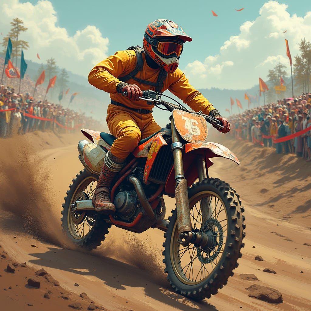 Motocross Dirt Bike Race with Vibrant Colors