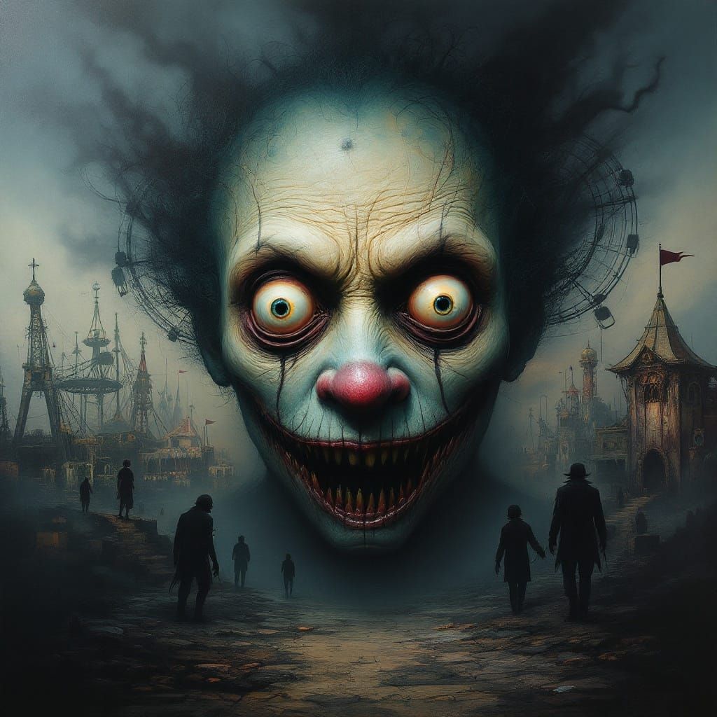 Surreal Oil Painting Masterpiece: Double Exposure Nightmare