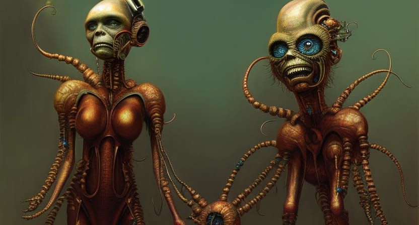 Psychic Cyborg Baby by H.R. Giger in Digital Painting