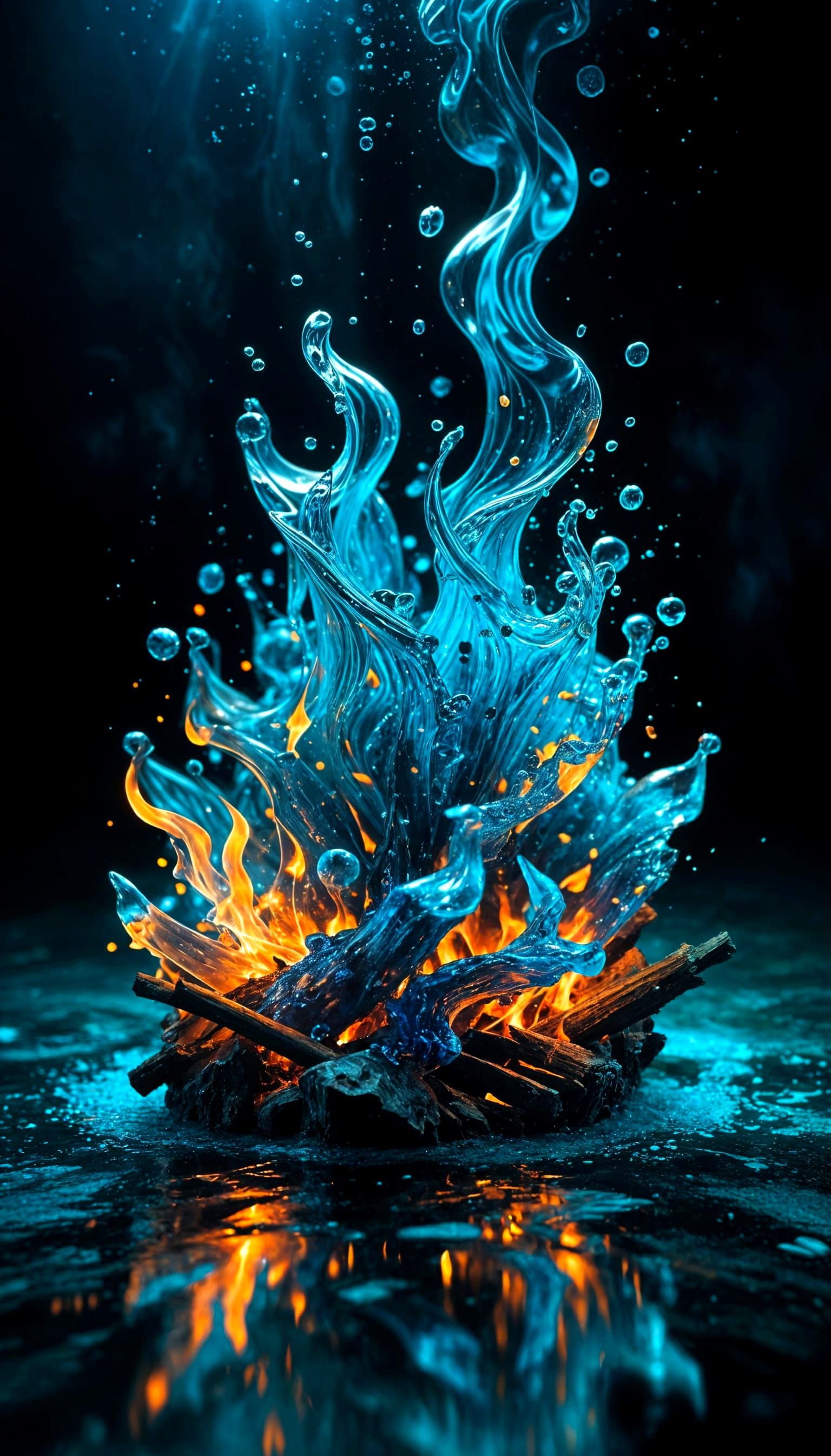 Surreal Water Flame in Chiaroscuro Style