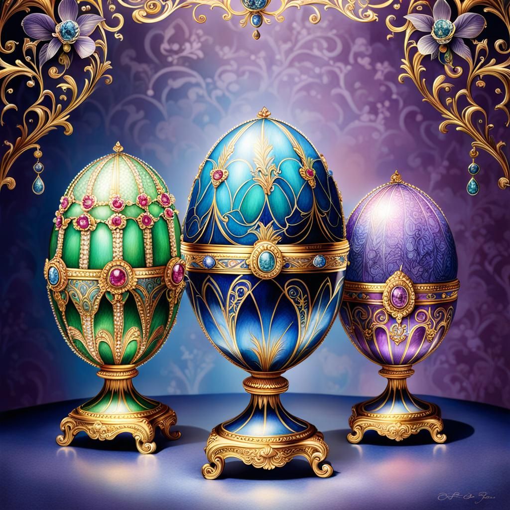 Stunning Faberge Eggs Color Drawing