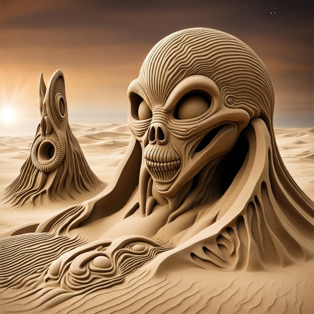 Giant alien sand sculptures on the surface of Mars