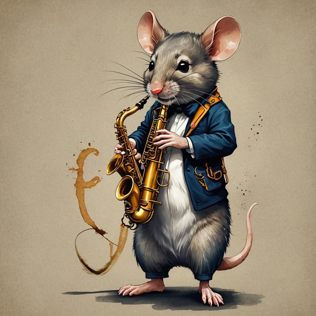 Saxophone Playing Mouse in AI Art