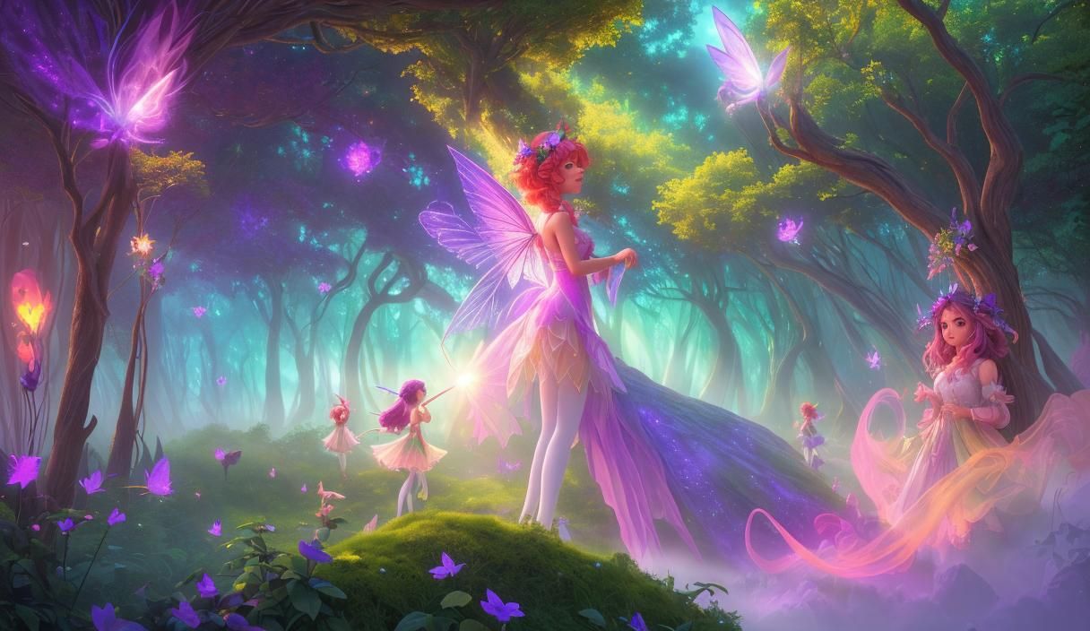 Frolicking Faeries in Sunlight: Hyperrealistic Digital Art