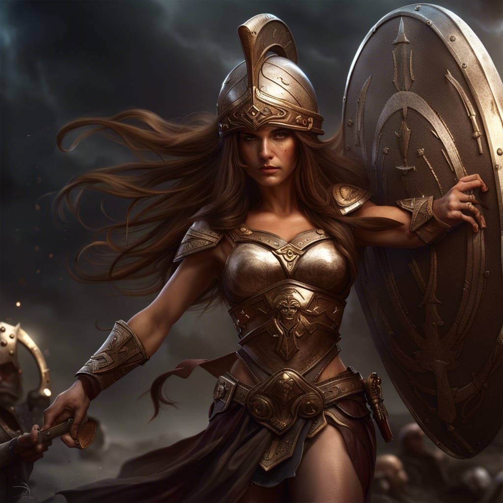 Athena, Goddess of War in Dark Fantasy Art
