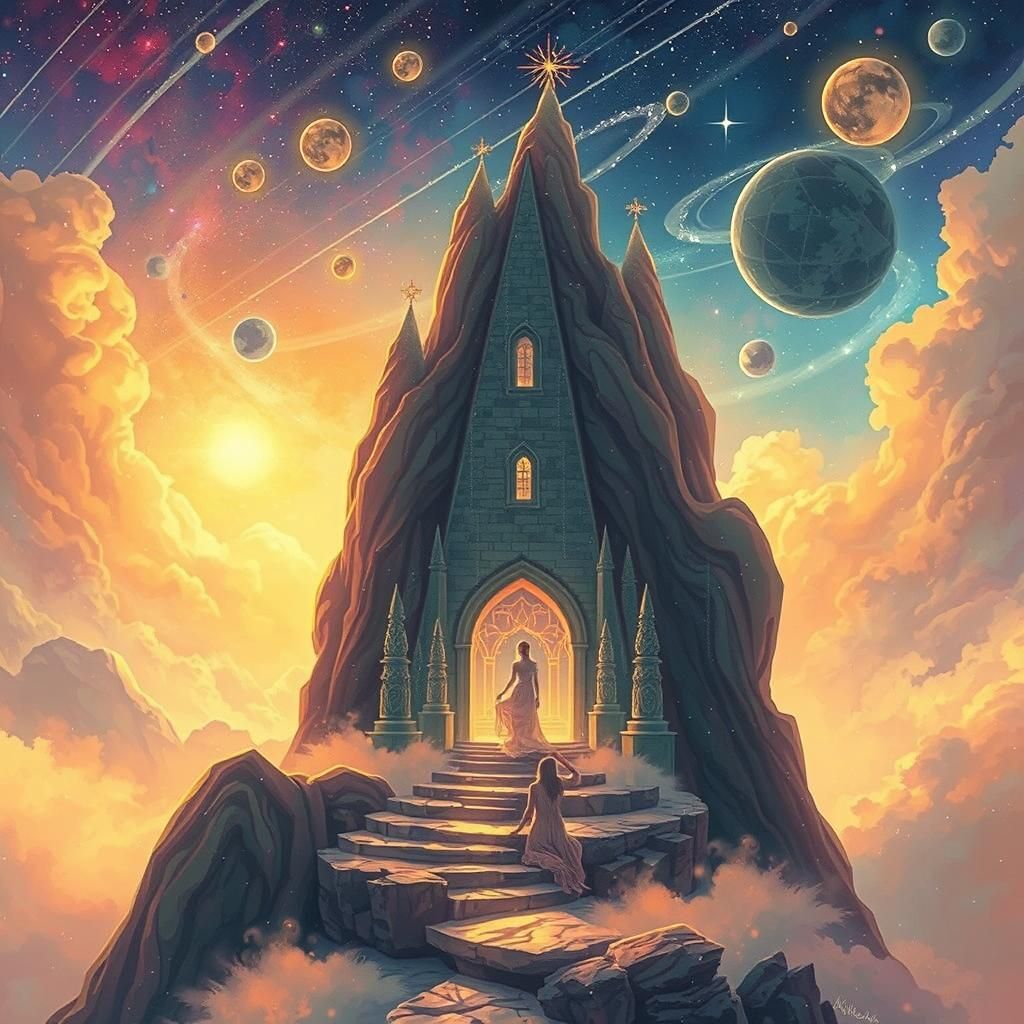 Ethereal Woman in Cosmic Dreamscape