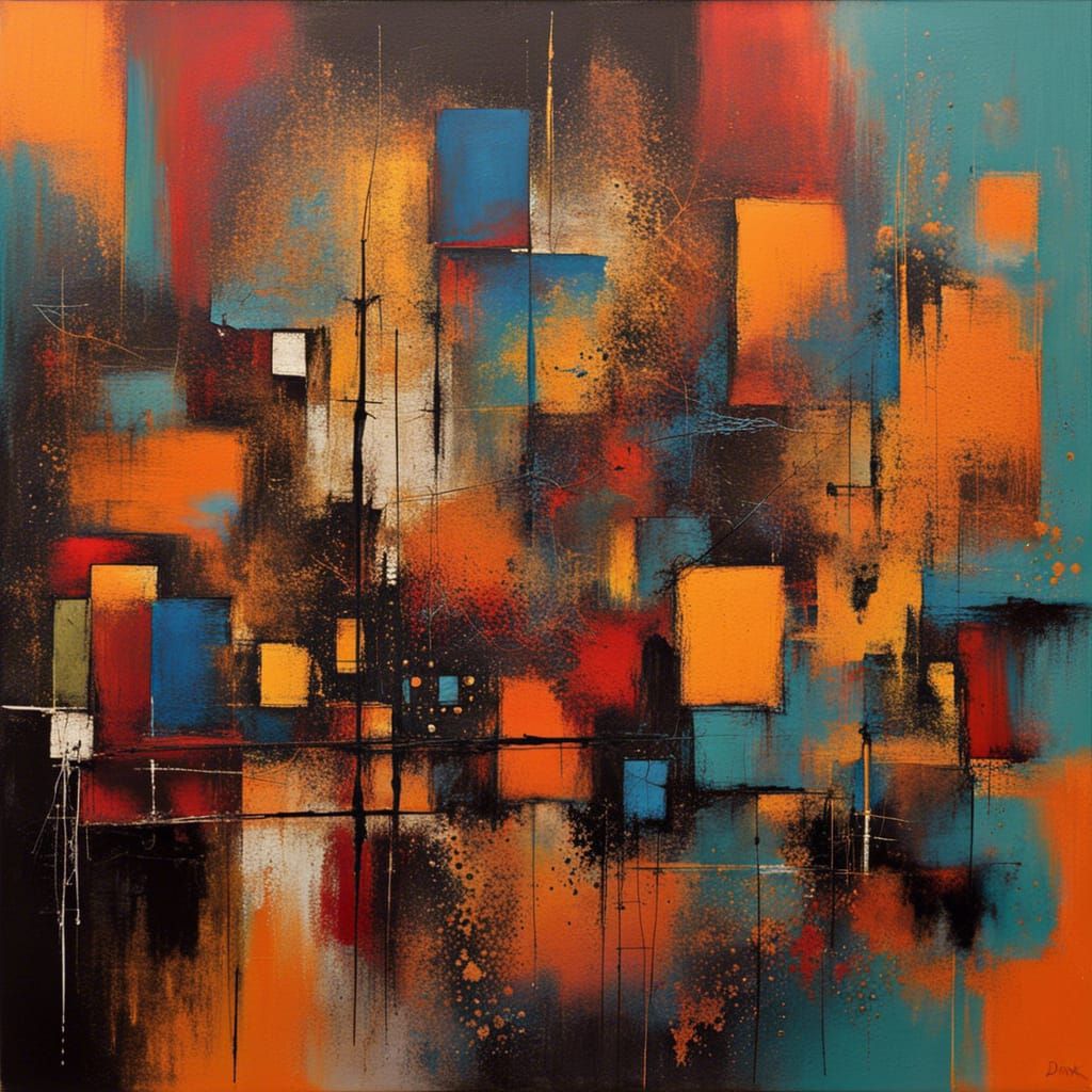 Abstract Art with Complementary Colors and Fine Details