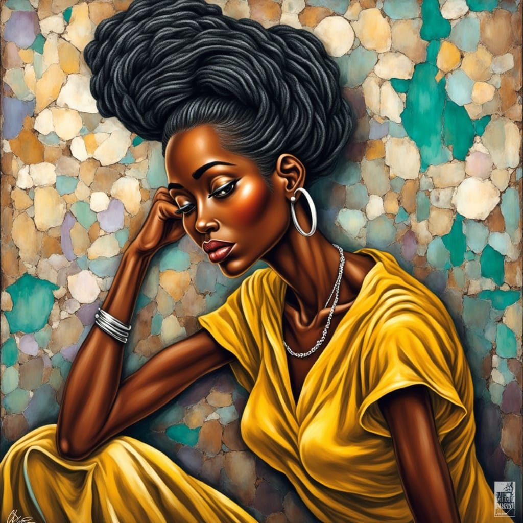 Afrofuturistic Woman Portrait in Expressionist Impasto Style