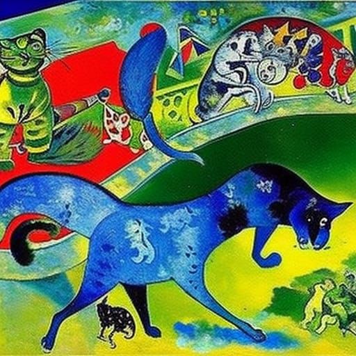 Cat and Mouse Inspired by Kokoschka and Chagall