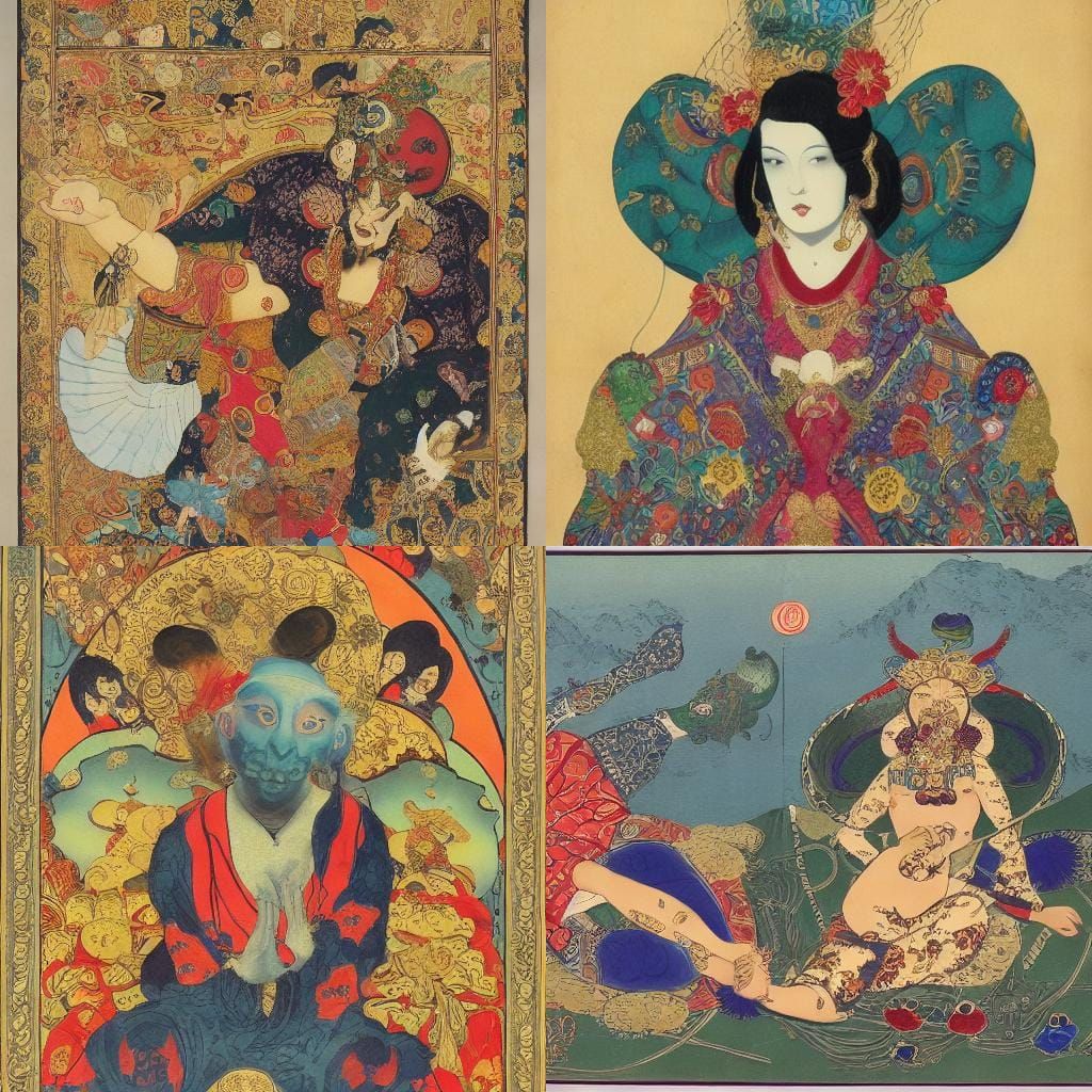 Grotesque Genie in Mixed Art Styles