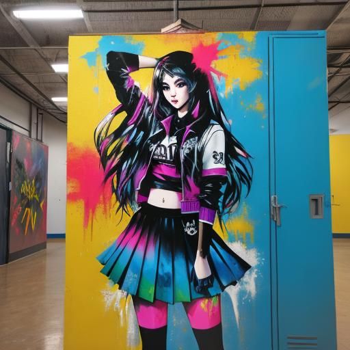 Graffiti Art in High School Locker Room
