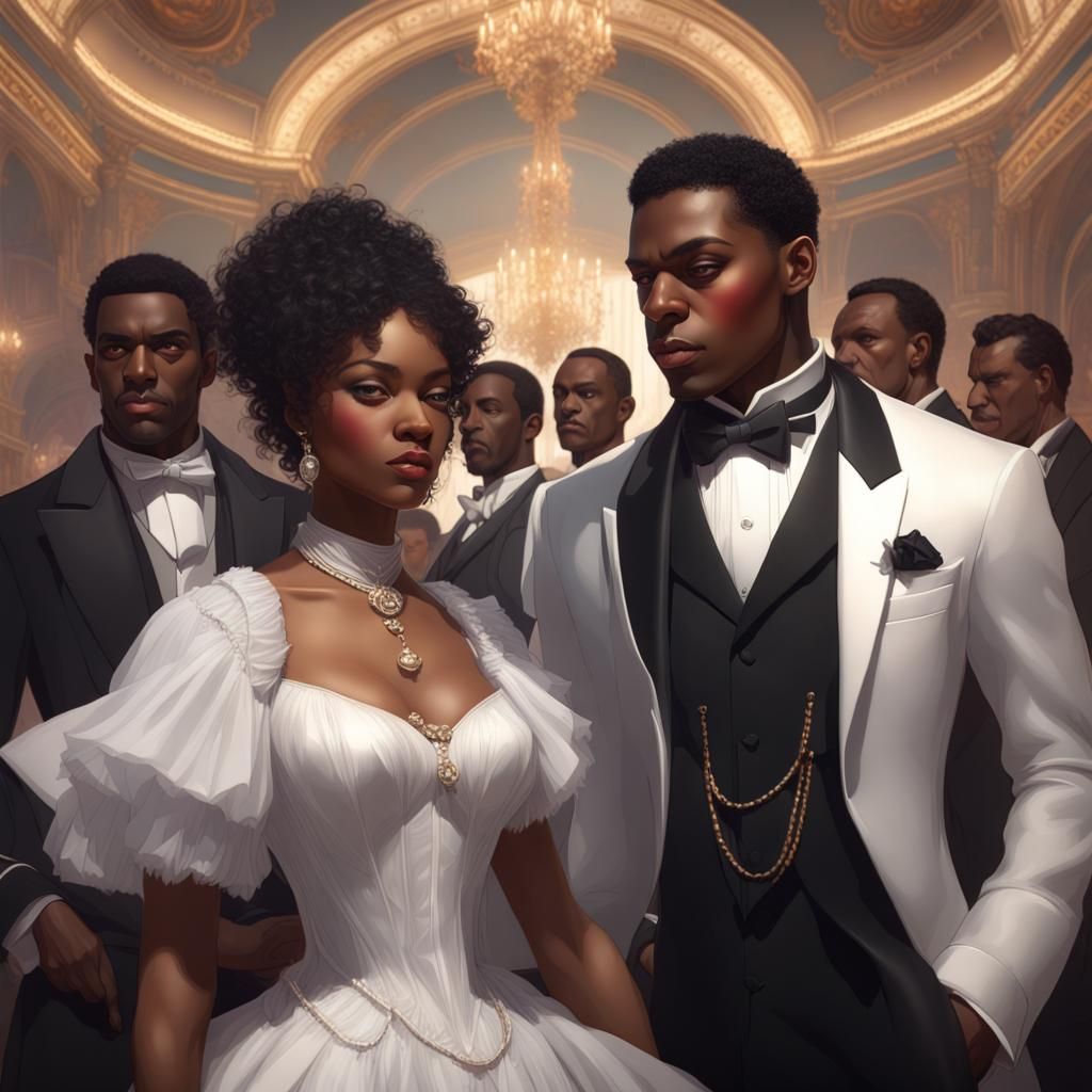 Elegant Black Cotillion in Hyperdetailed Digital Art