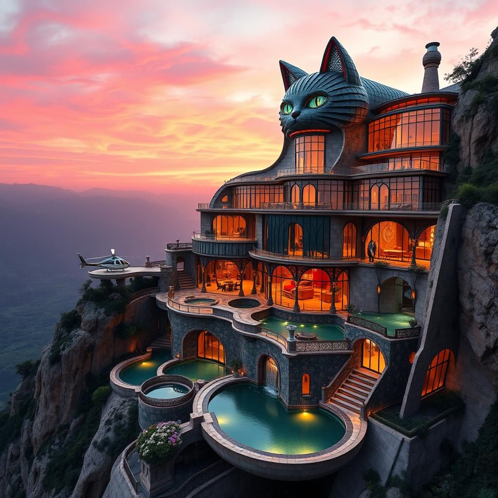 Art-Déco Cat Lover's Dream Cat-Shaped House