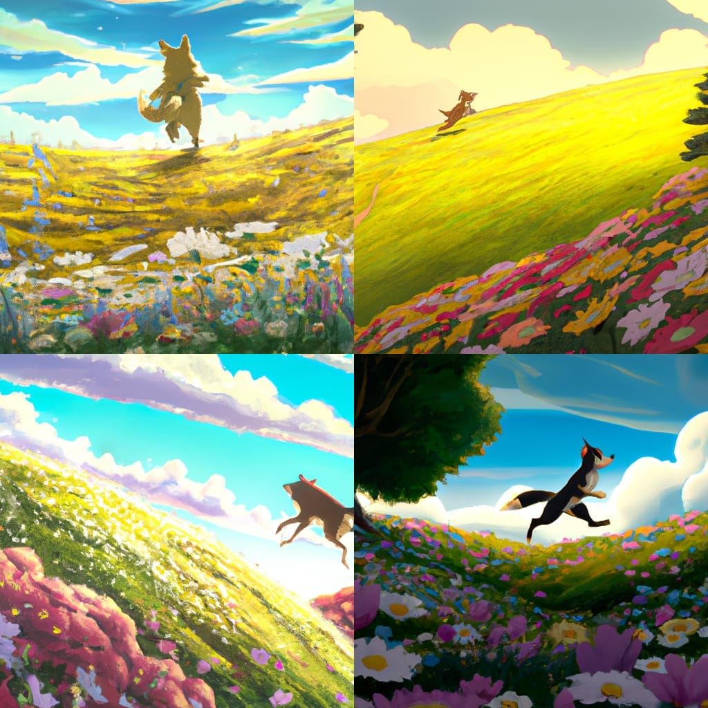 Dog Runs Down Hill: Studio Ghibli Anime Visual