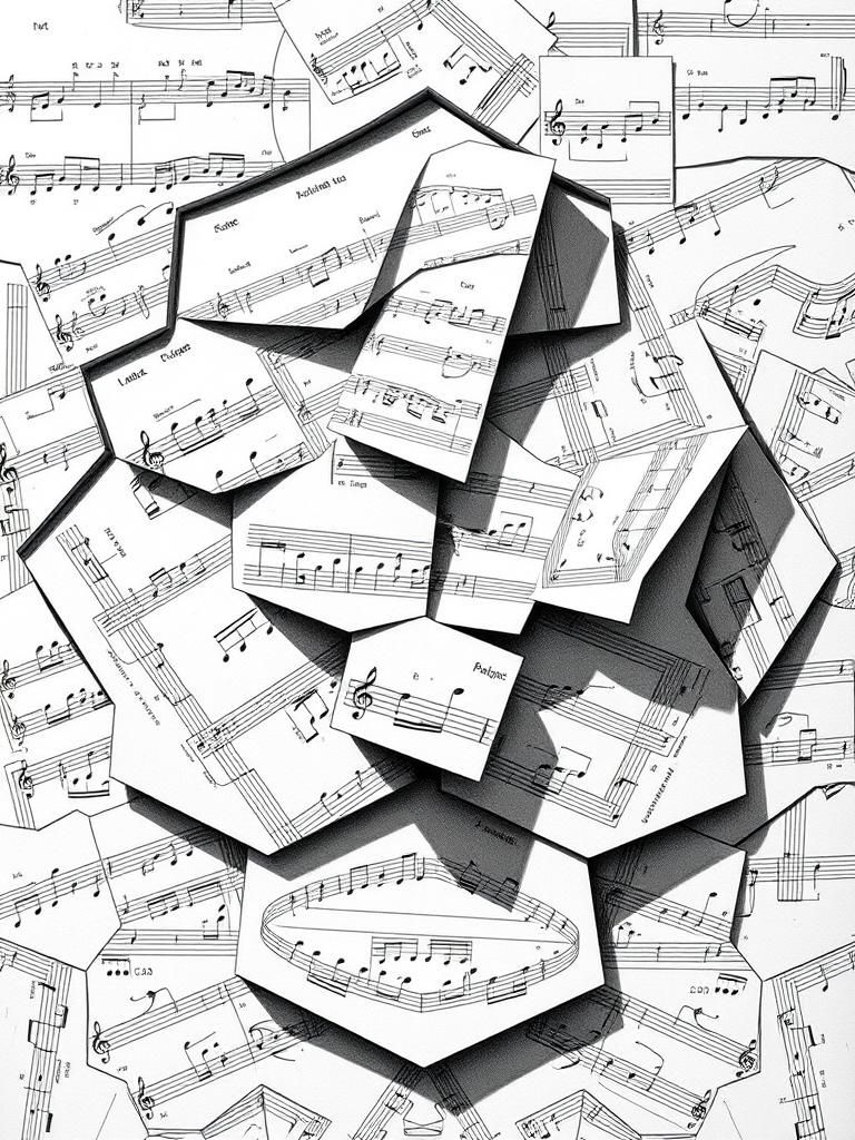 Intricate Graphic Score in Op Art Style