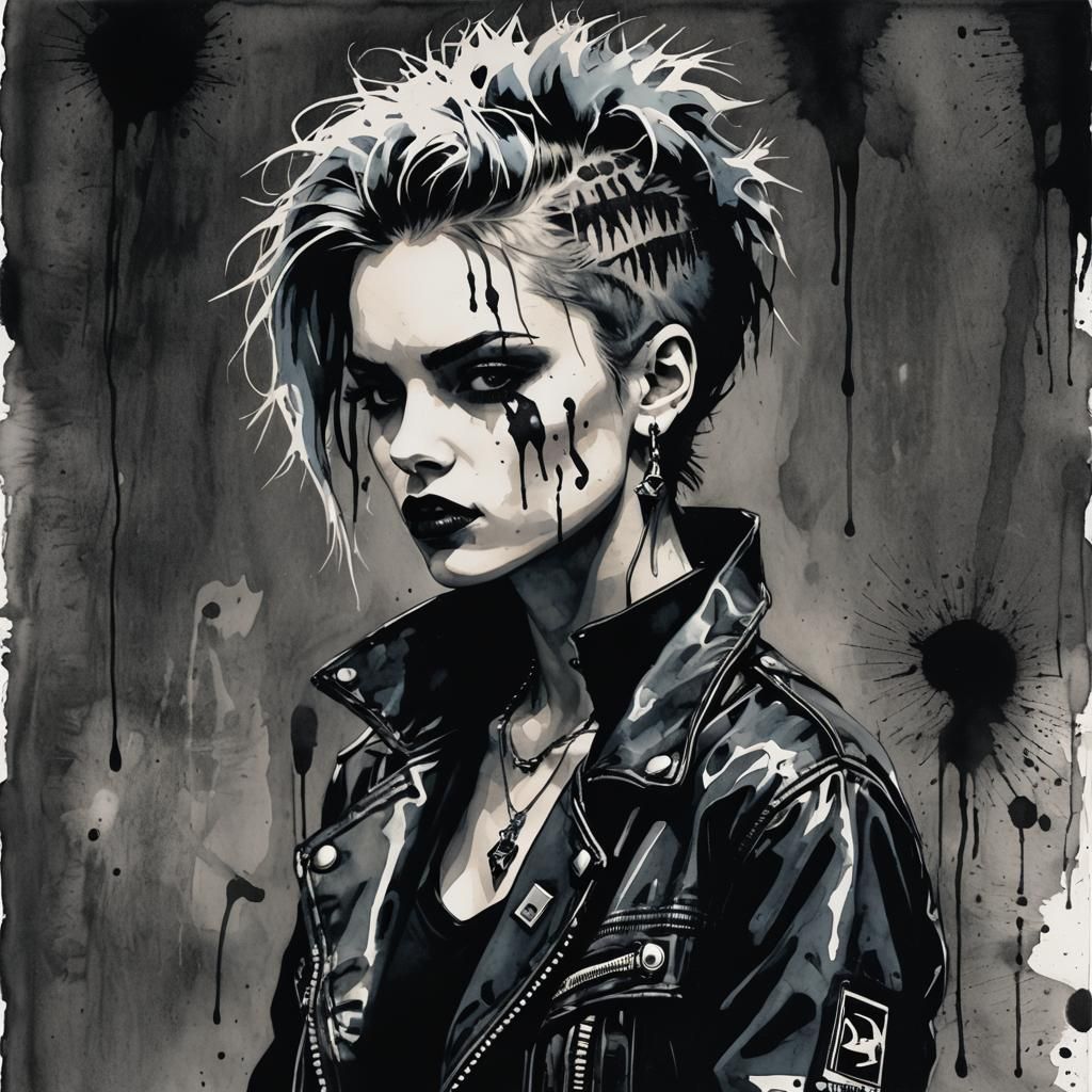 Grunge Punk Woman in Rotoscoping Style