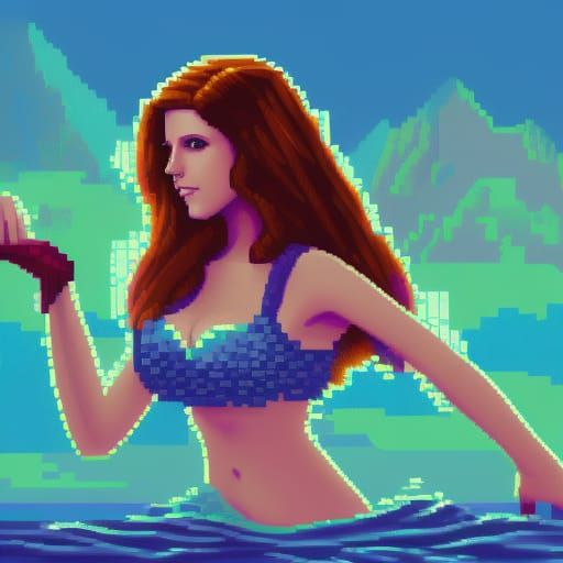 Pixel Art Mermaid with Intricate Detail