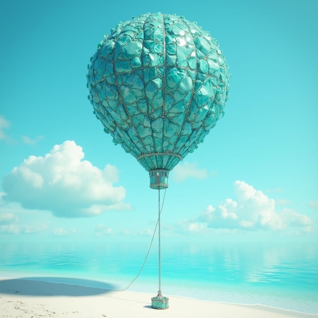 Gemstone Balloon Floats in Surrealist Dreamscape