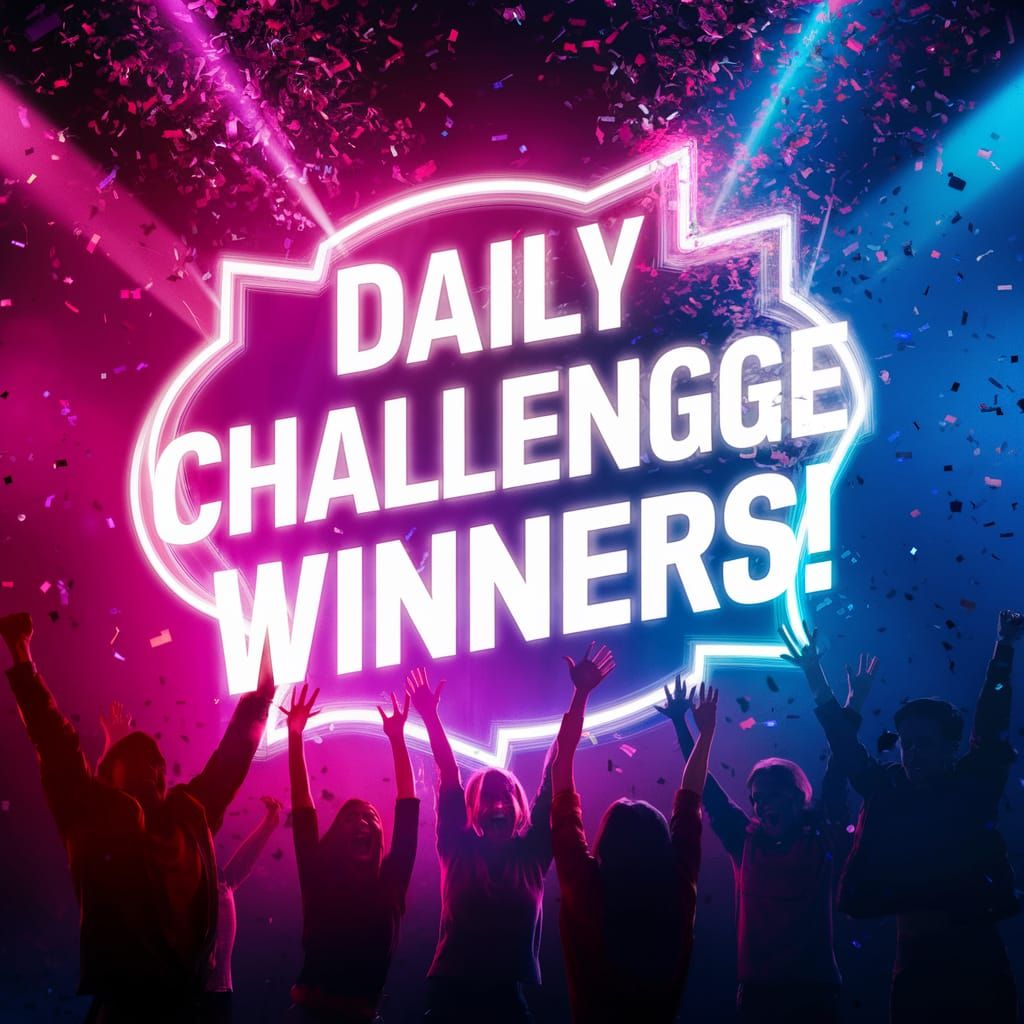 Neon Sign Celebrating Daily Challenge Winners