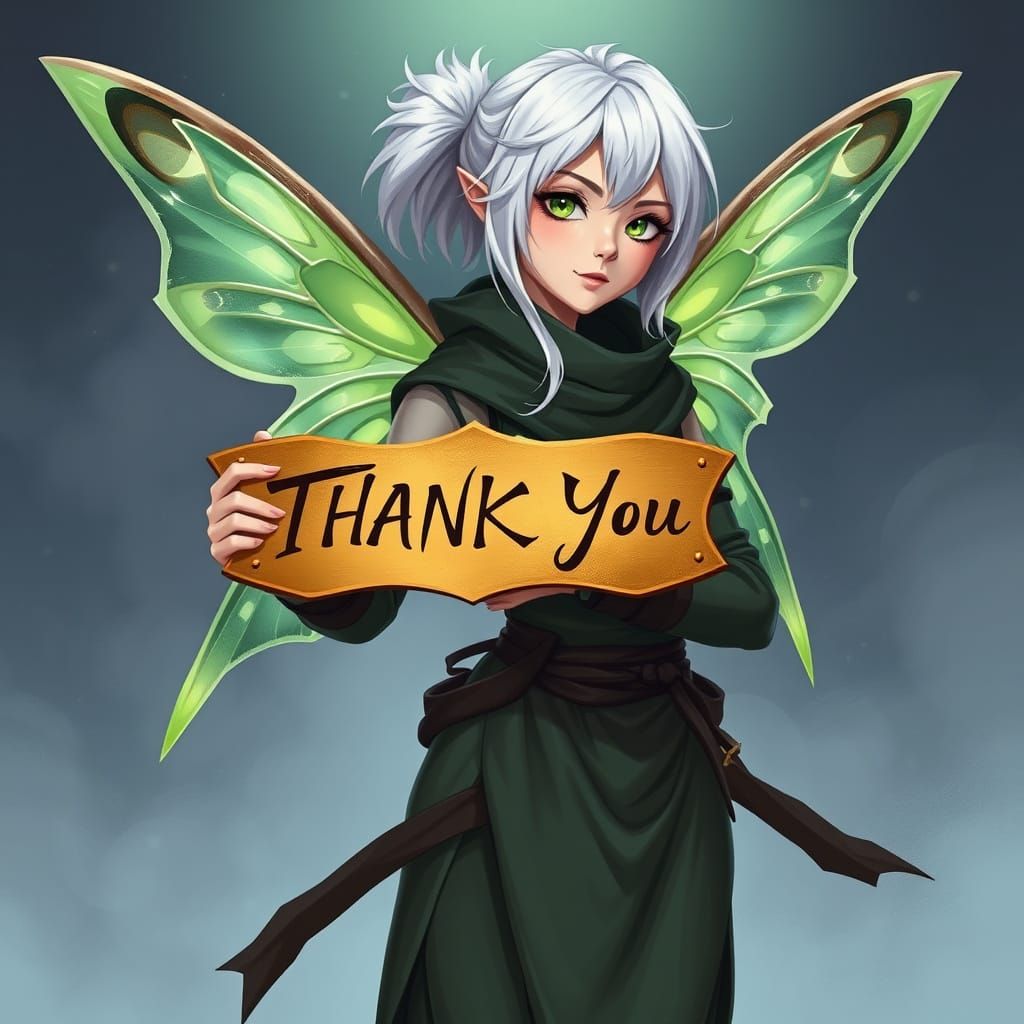 Fairy Ninja in Shimmering Green Wings