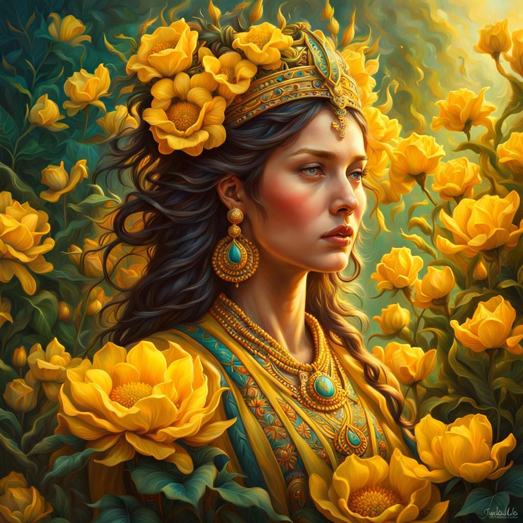 Vibrant Yellow Fine Art Painting in Painterly Style