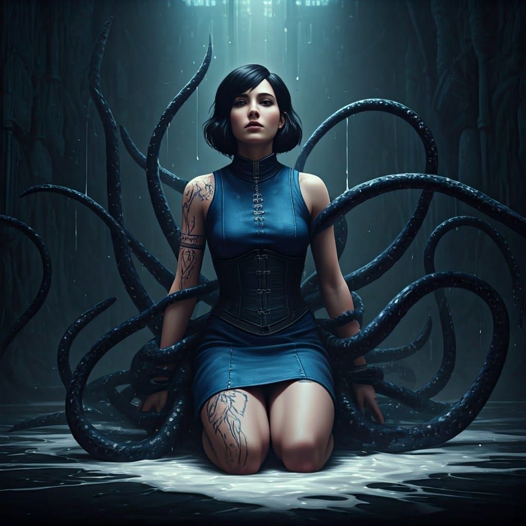 Mystical Sorceress in Underground Laboratory, Hyperdetailed