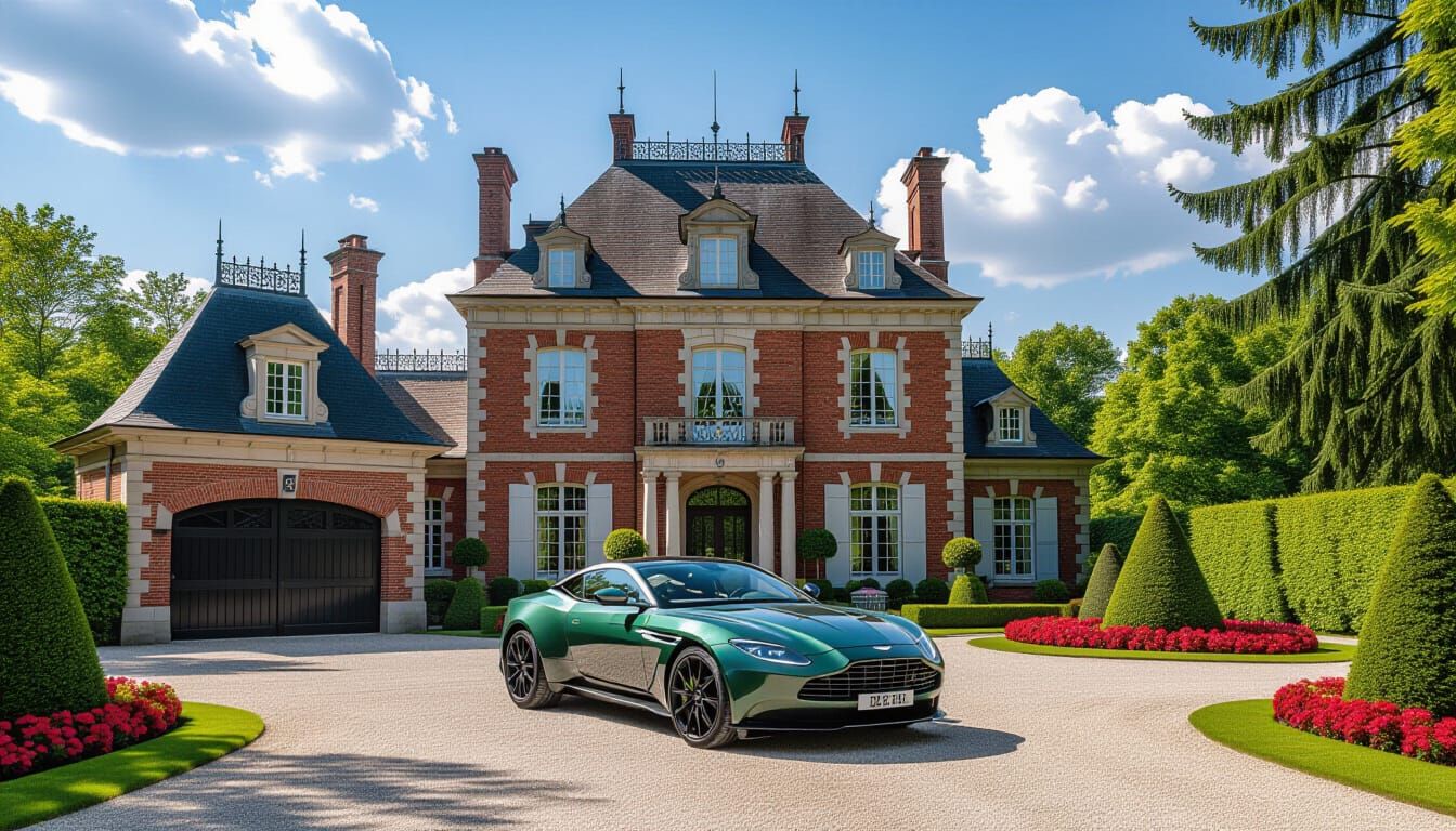 Victorian Chateau with Aston Martin in Monet Style