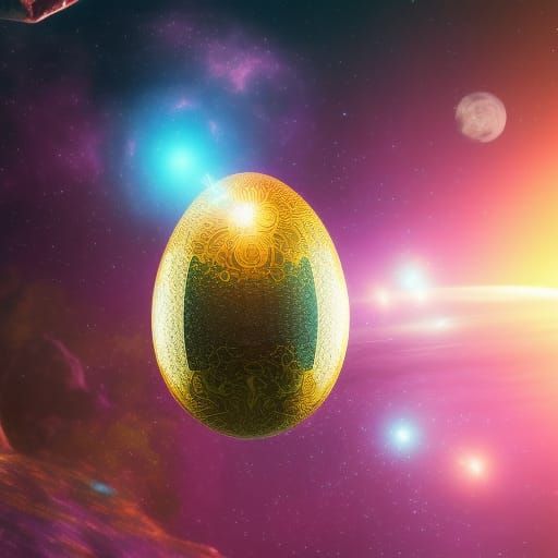 hologram of Faberge egg in space