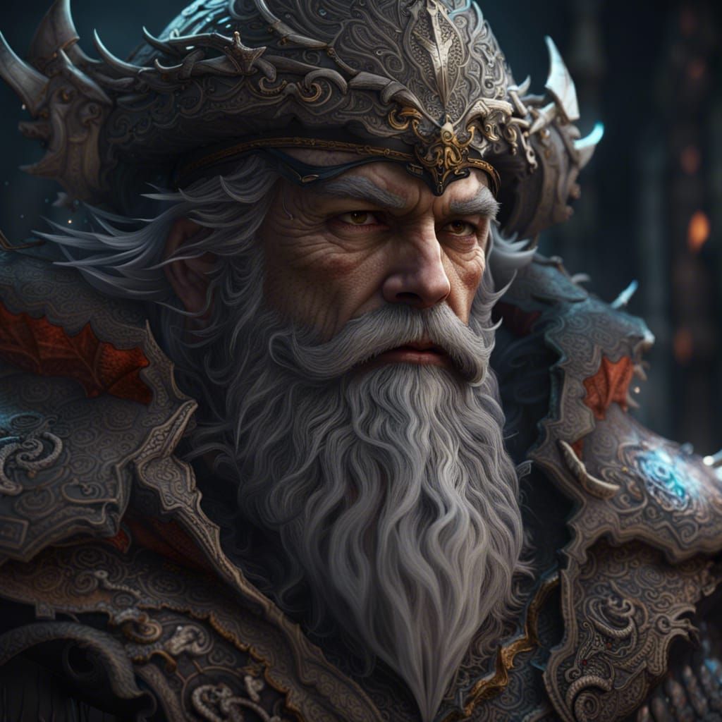 Gorean Tarnsman with Grey Beard in Detailed Matte Painting