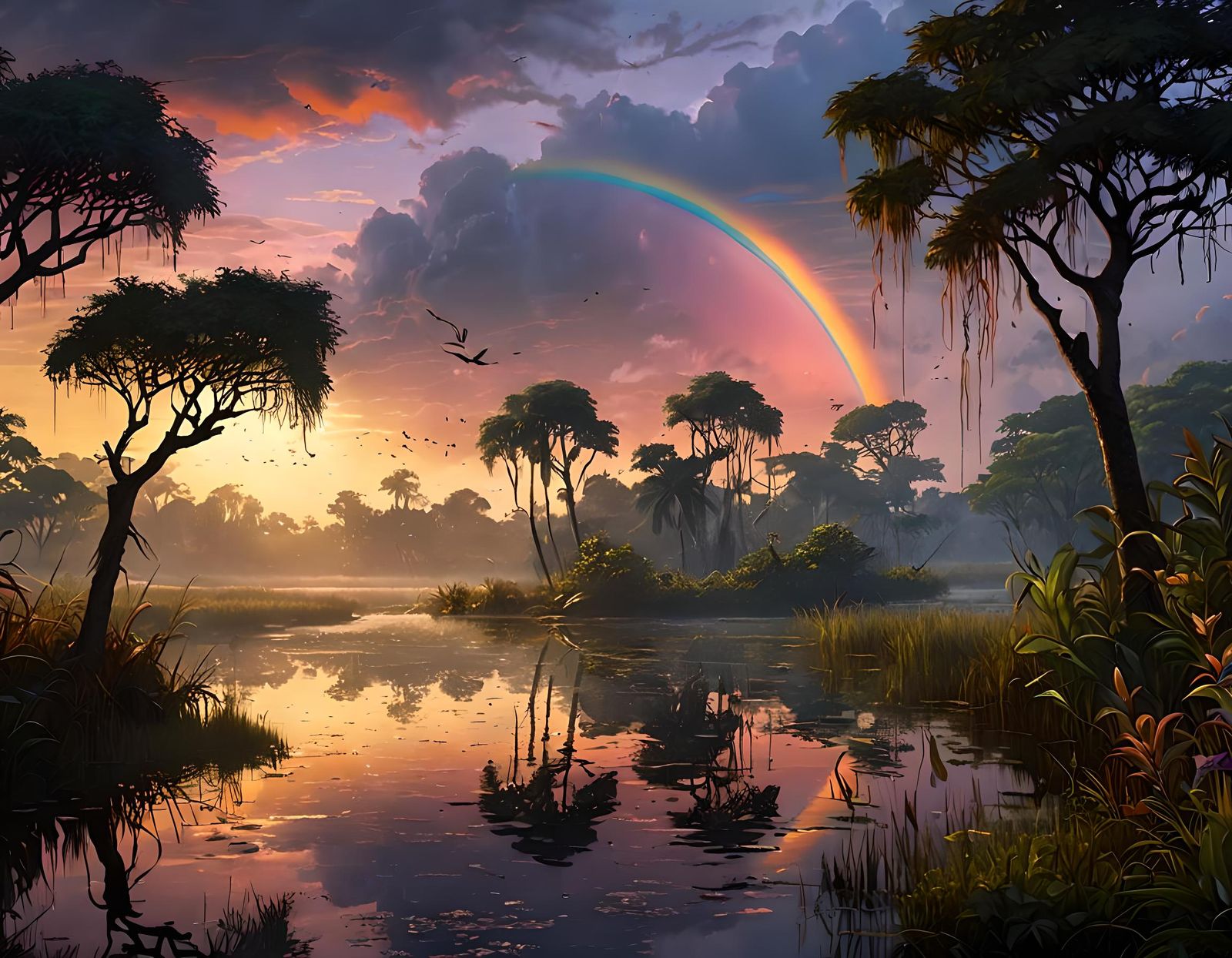 Ethereal Florida Wetlands at Sunset