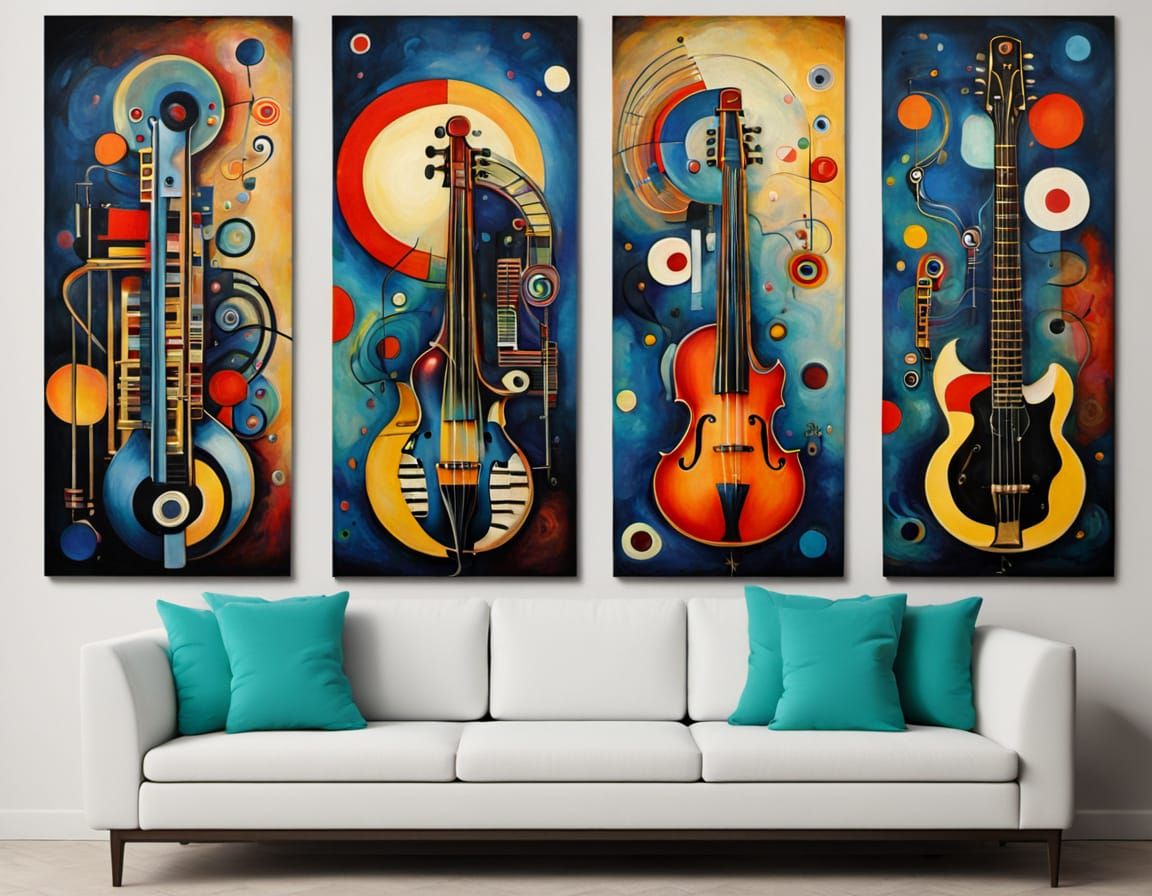 Vibrant Cyberpunk-Inspired Triptych Fuses Kandinsky's Dynami...