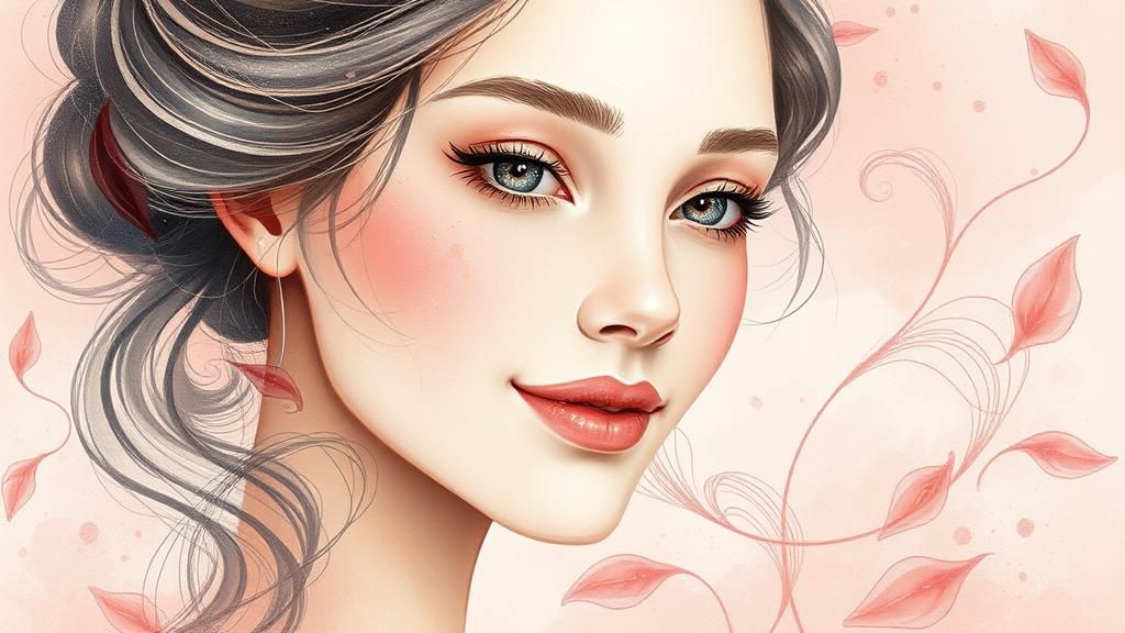 Ethereal Woman with Watercolor Patterns in Digital Art Style