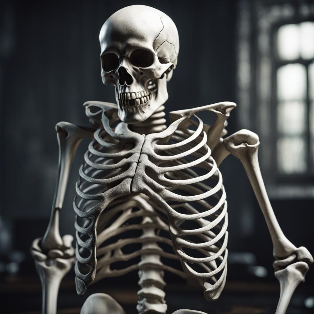 Hyperrealistic Skeleton in Street Art Style