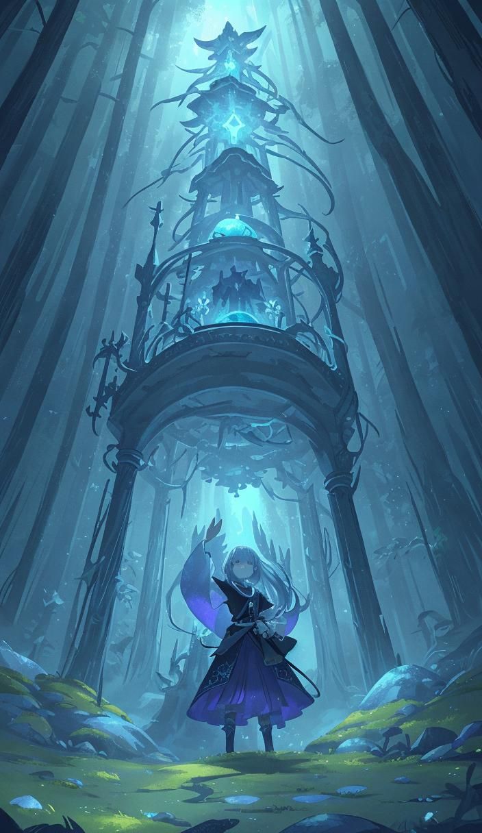 Mystical Glowing Book in Moonlit Forest: 3D Fantasy Art