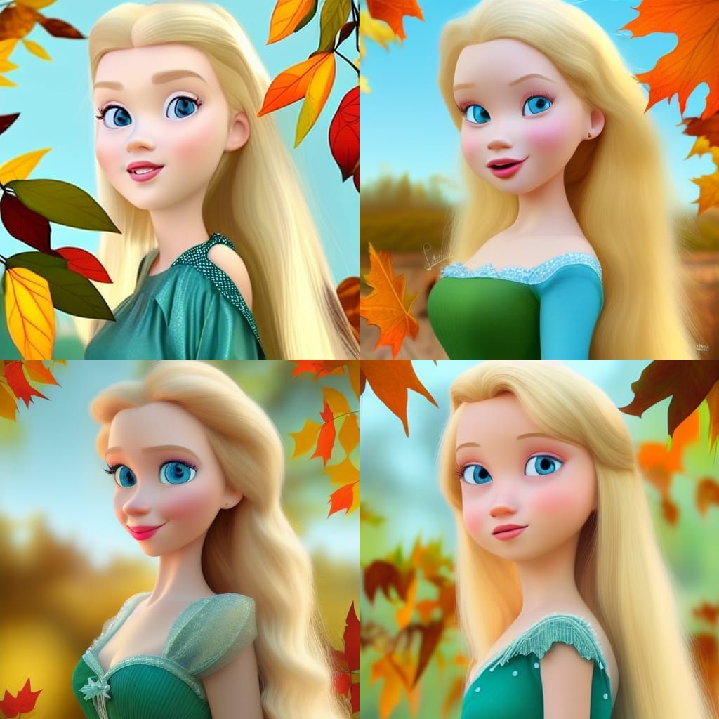 Blonde Cinderella Portrait in 3D Digital Art Style