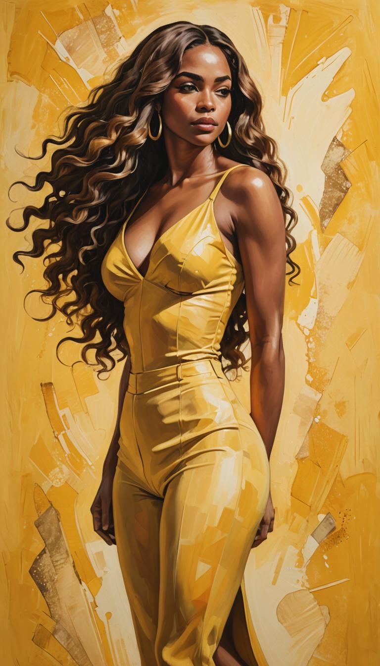 Brazilian Woman with Yellow Aquarius Background