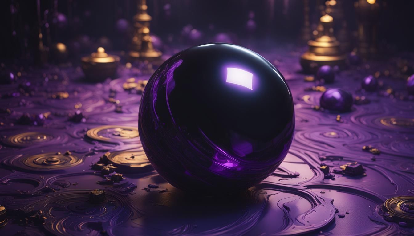 Dark Fantasy Black Ball in Purple Room