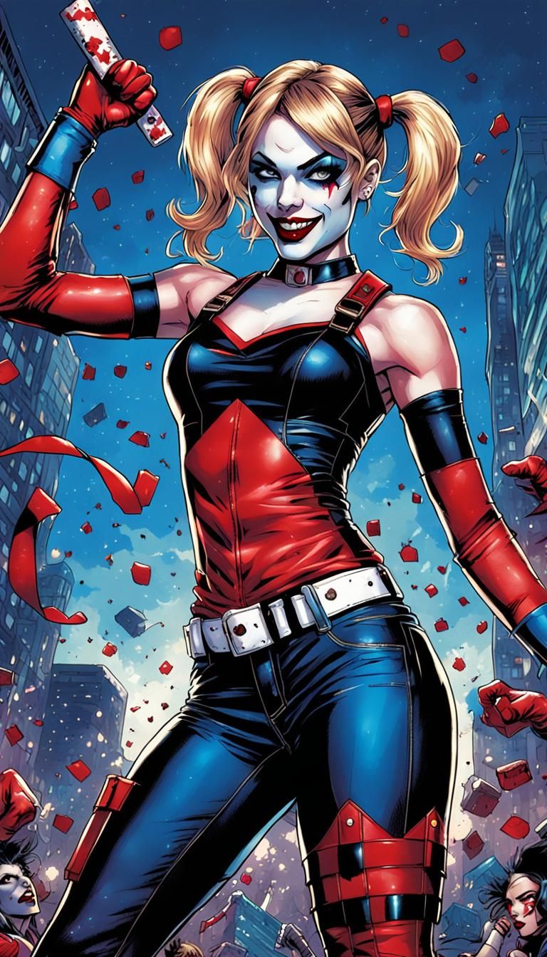Taylor Swift as Harley Quinn in Comic Book Art