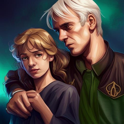 Hermione and Draco at Hogwarts Rave, Detailed Portrait